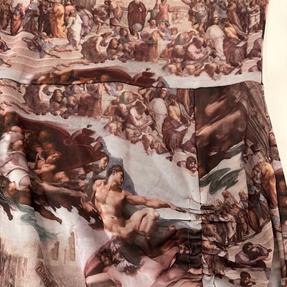 ASOS Missguided high neck mini dress in brown renaissance print Sz 0 - Picture 7 of 9